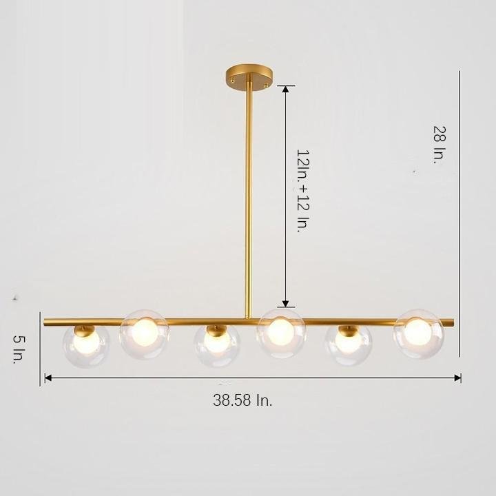 Modern Nordic 6 Light Sphere Glass Globe Chandelier Metal Adjustable Pendant Ceiling Lamp