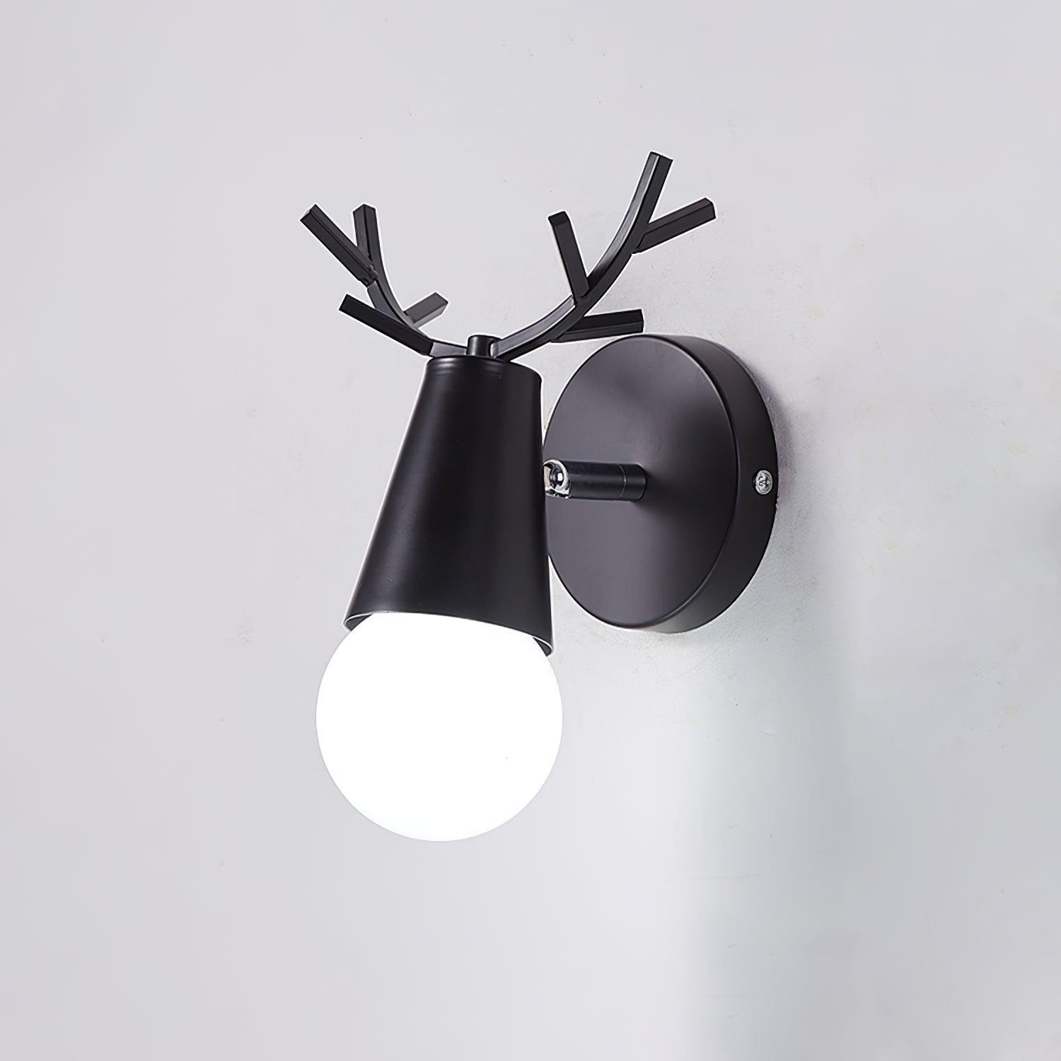 Modern Nordic Antler Deer Head Wall Sconce Indoor Metal Bracket Light for Bedroom