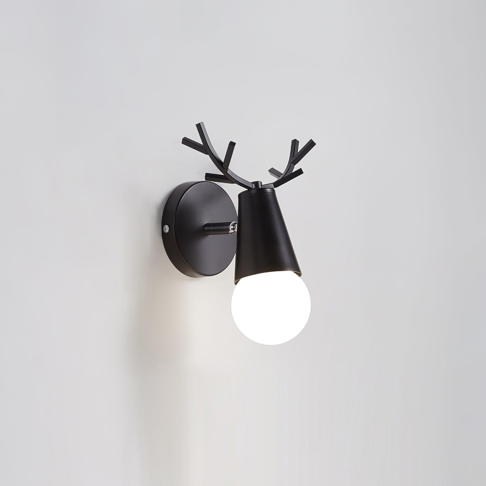 Modern Nordic Antler Deer Head Wall Sconce Indoor Metal Bracket Light for Bedroom