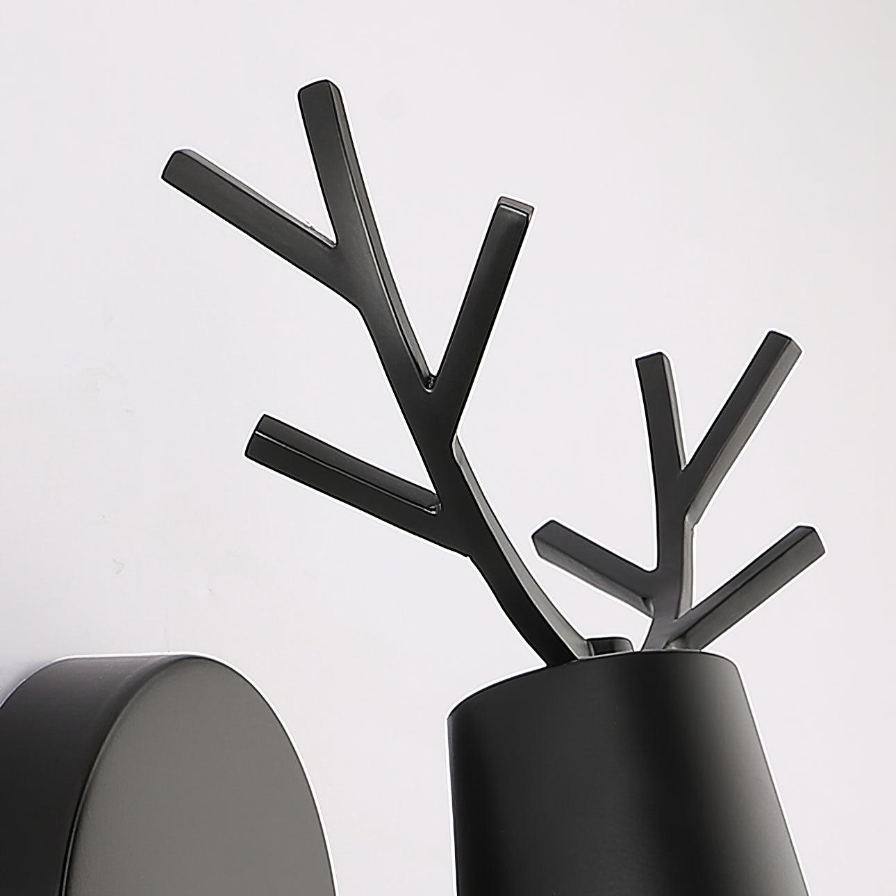 Modern Nordic Antler Deer Head Wall Sconce Indoor Metal Bracket Light for Bedroom