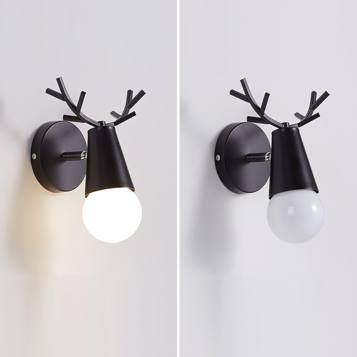Modern Nordic Antler Deer Head Wall Sconce Indoor Metal Bracket Light for Bedroom
