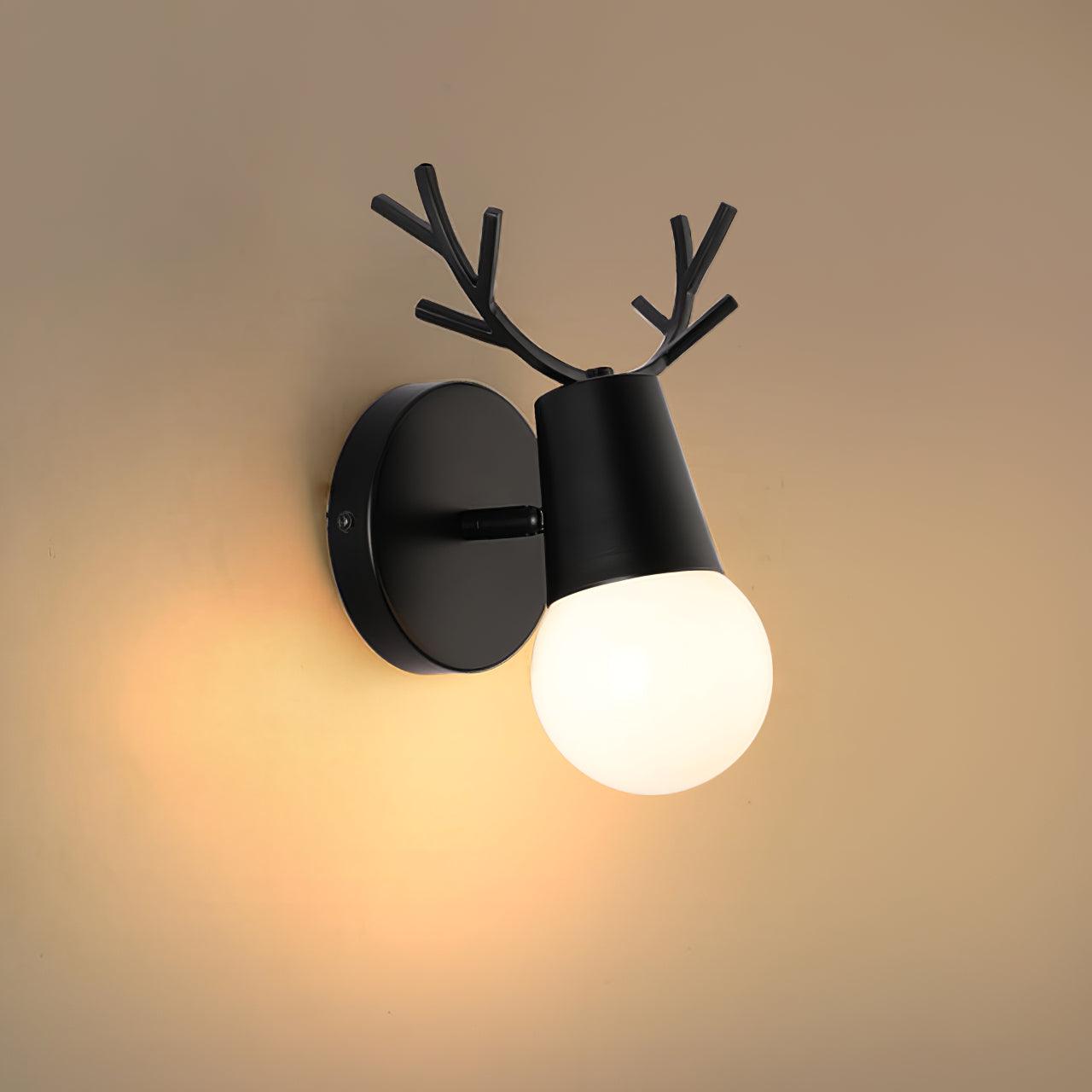 Modern Nordic Antler Deer Head Wall Sconce Indoor Metal Bracket Light for Bedroom