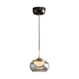 Modern Nordic Candy Jar Smoky Glass Pendant Light with 3 Step Dimming LED Hanging Lamp
