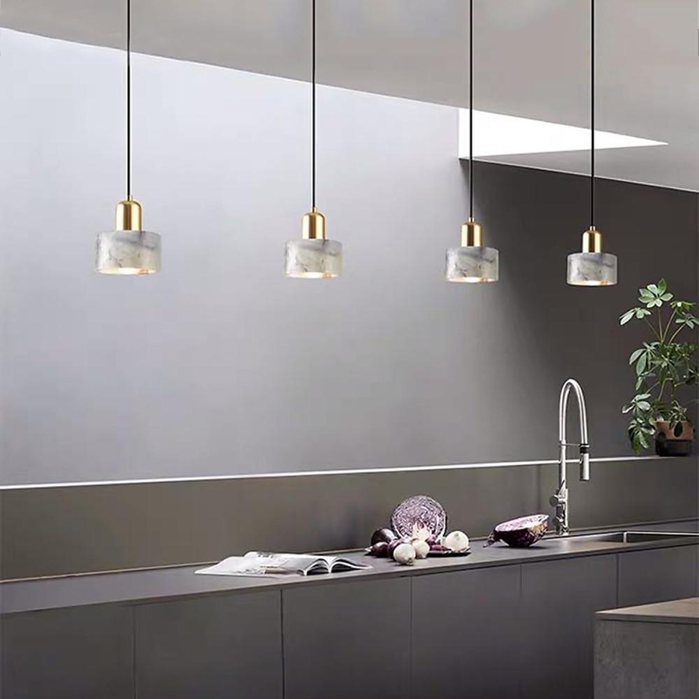 Modern Nordic Ceramic Pendant Light with Marble Stone Shade for Kitchen Island and Dining Room