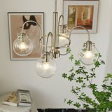 Modern Nordic Chandelier Glass Ball Curved Iron Arm Pendant Light for Living Room 4 or 5 Lights