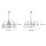 Modern Nordic Chandelier Glass Ball Curved Iron Arm Pendant Light for Living Room 4 or 5 Lights