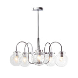Modern Nordic Chandelier Glass Ball Curved Iron Arm Pendant Light for Living Room 4 or 5 Lights