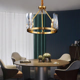 Modern Nordic Circular Copper LED Chandelier with Glass Shades for Dining and Living Rooms