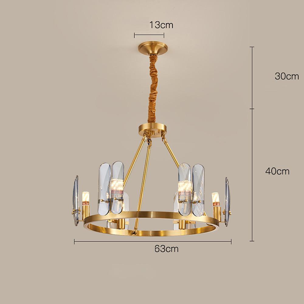 Modern Nordic Circular Copper LED Chandelier with Glass Shades for Dining and Living Rooms