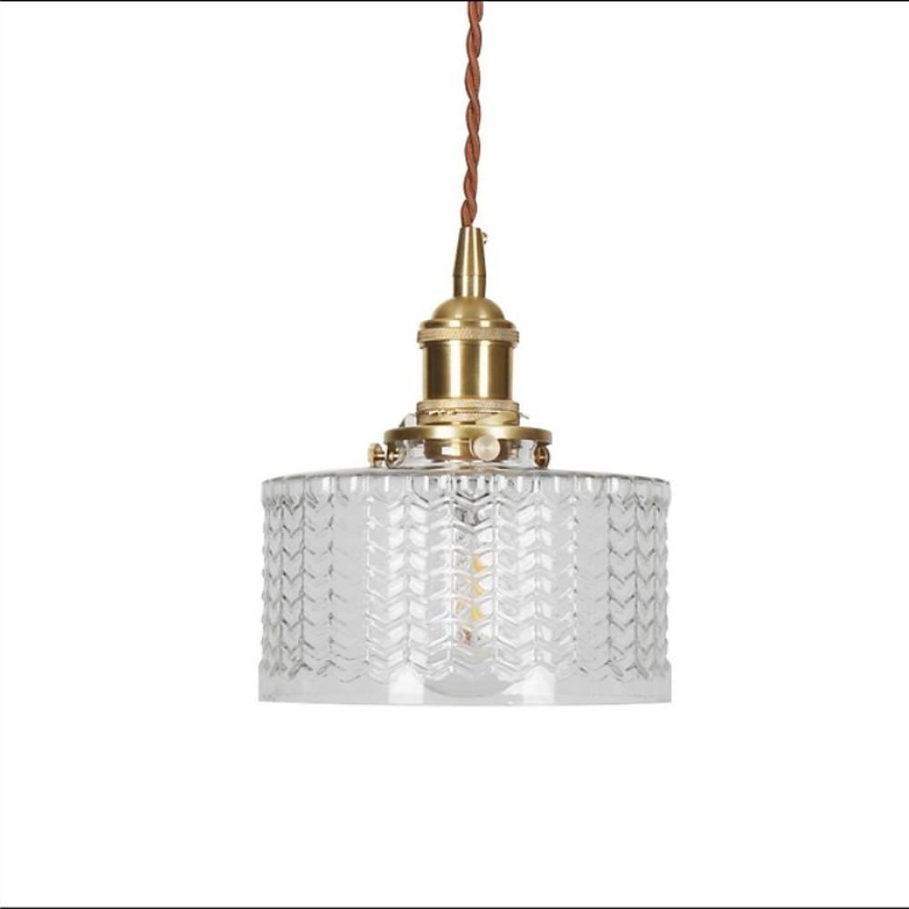 Modern Nordic Circular Glass Pendant Light with Textured Shade for Kitchen Island and Bedroom