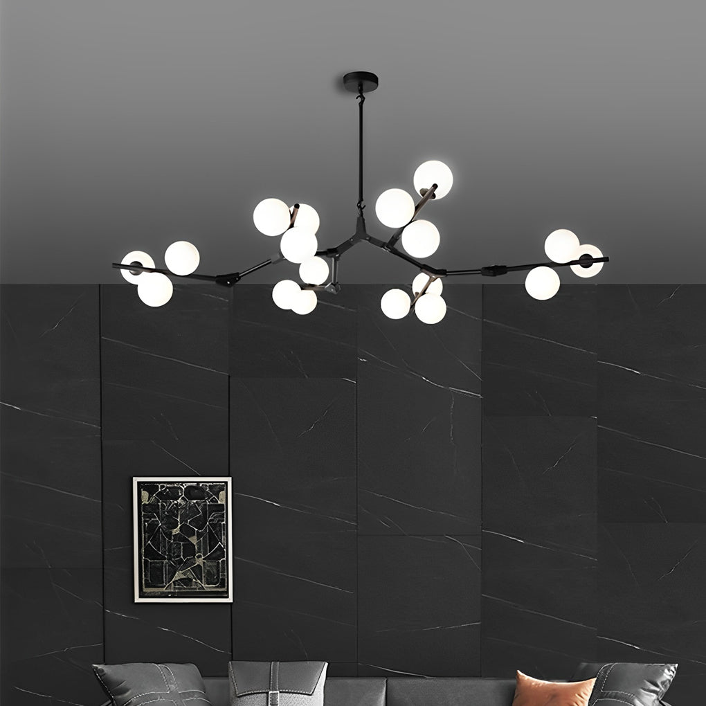 Modern Nordic Cluster Glass Chandelier Metal Hanging Pendant Light in Black and Gold