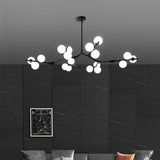 Modern Nordic Cluster Glass Chandelier Metal Hanging Pendant Light in Black and Gold