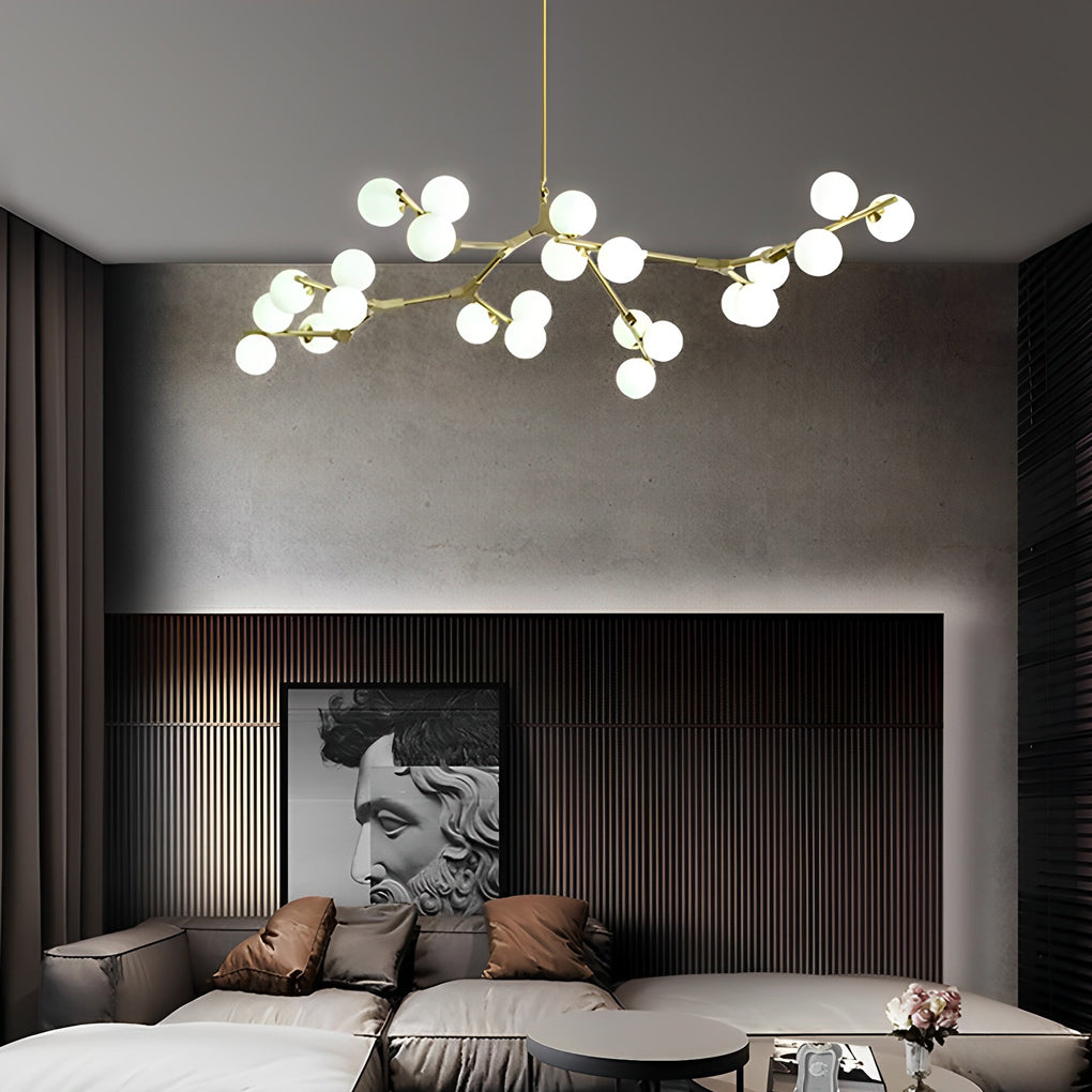 Modern Nordic Cluster Glass Chandelier Metal Hanging Pendant Light in Black and Gold