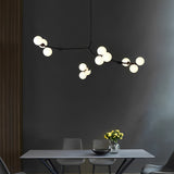 Modern Nordic Cluster Glass Chandelier Metal Hanging Pendant Light in Black and Gold