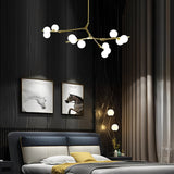 Modern Nordic Cluster Glass Chandelier Metal Hanging Pendant Light in Black and Gold