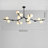 Modern Nordic Cluster Glass Chandelier Metal Hanging Pendant Light in Black and Gold