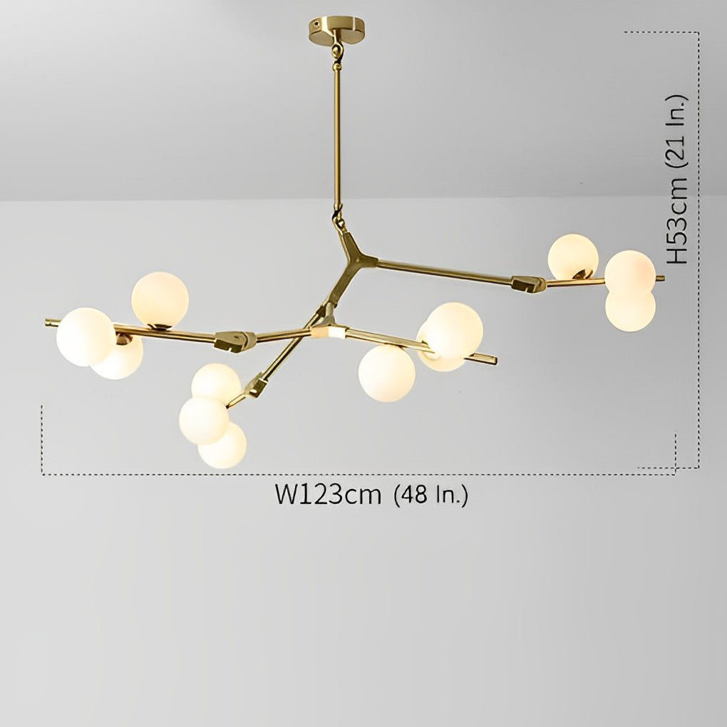 Modern Nordic Cluster Glass Chandelier Metal Hanging Pendant Light in Black and Gold