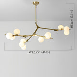 Modern Nordic Cluster Glass Chandelier Metal Hanging Pendant Light in Black and Gold