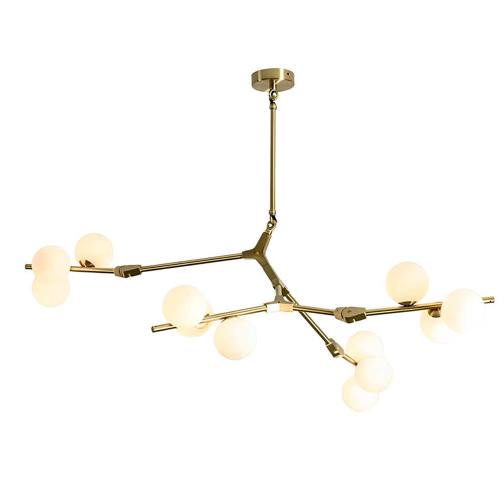 Modern Nordic Cluster Glass Chandelier Metal Hanging Pendant Light in Black and Gold