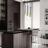 Modern Nordic Cylindrical Pendant Light Metal and Marble LED Hanging Lamp for Dining Room