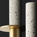Modern Nordic Cylindrical Pendant Light Metal and Marble LED Hanging Lamp for Dining Room