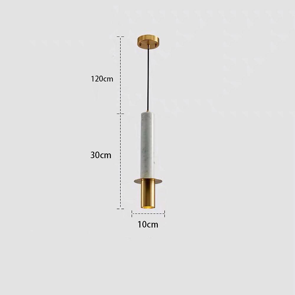 Modern Nordic Cylindrical Pendant Light Metal and Marble LED Hanging Lamp for Dining Room
