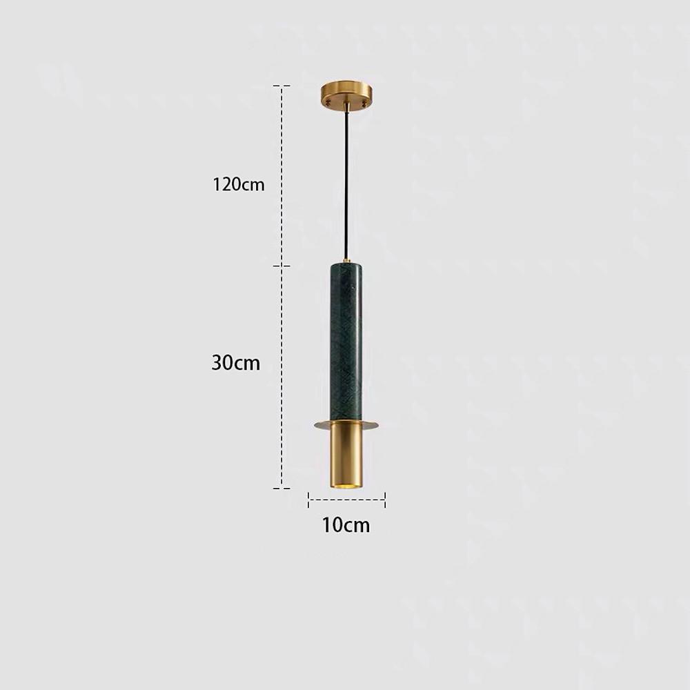 Modern Nordic Cylindrical Pendant Light Metal and Marble LED Hanging Lamp for Dining Room