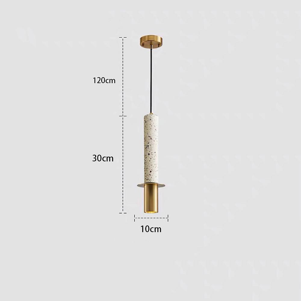 Modern Nordic Cylindrical Pendant Light Metal and Marble LED Hanging Lamp for Dining Room