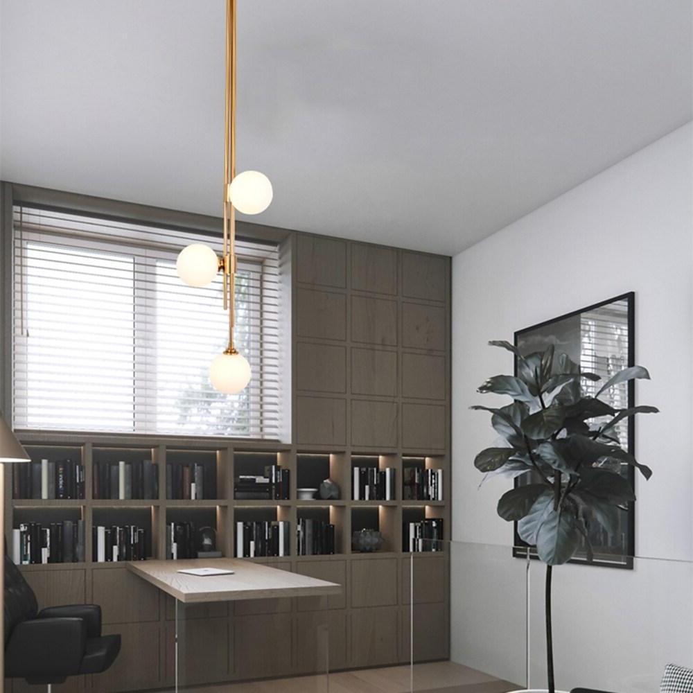 Modern Nordic Elongated Gold Pendant Light with Glass Shades for Dining and Living Areas