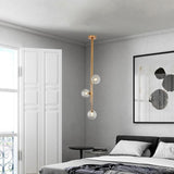 Modern Nordic Elongated Gold Pendant Light with Glass Shades for Dining and Living Areas