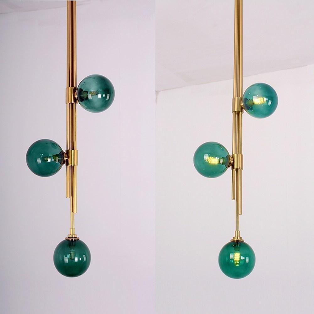 Modern Nordic Elongated Gold Pendant Light with Glass Shades for Dining and Living Areas