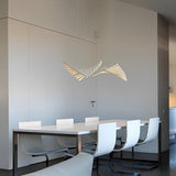 Modern Nordic Fishbone LED Chandelier Dimmable Wave Strip Pendant Light for Kitchen and Dining Room
