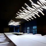 Modern Nordic Fishbone LED Chandelier Dimmable Wave Strip Pendant Light for Kitchen and Dining Room