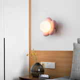 Modern Nordic Floral Wall Sconce Lighting for Bedroom with Wood and Glass Shade
