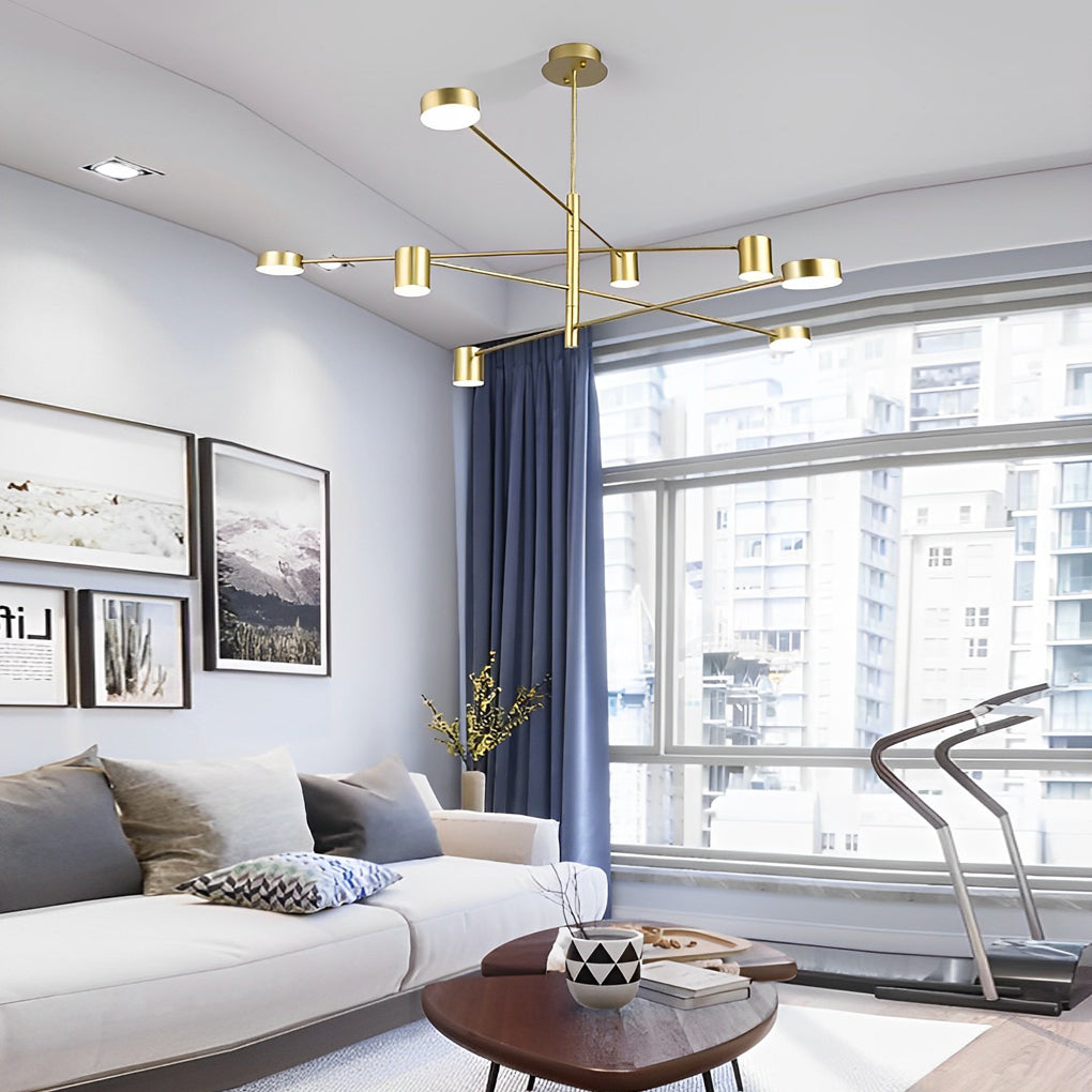 Modern Nordic Geometric LED Pendant Light Gold Metal and Acrylic Chandelier for Living Room