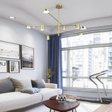 Modern Nordic Geometric LED Pendant Light Gold Metal and Acrylic Chandelier for Living Room