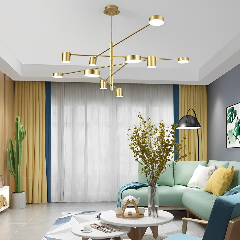 Modern Nordic Geometric LED Pendant Light Gold Metal and Acrylic Chandelier for Living Room