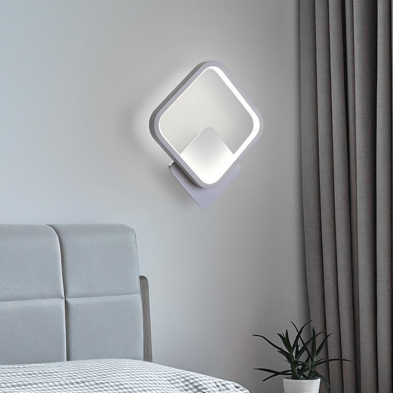 Modern Nordic Geometric LED Wall Sconce Square Iron Minimalist Lighting for Bedroom and Office