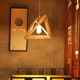 Modern Nordic Geometric Wood Frame Hanging Pendant Light Minimalist Art Chandelier