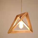 Modern Nordic Geometric Wood Frame Hanging Pendant Light Minimalist Art Chandelier
