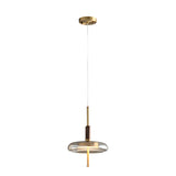 Modern Nordic Glass and Walnut Wood Pendant Light with Brass Accents and 3 Step Dimming