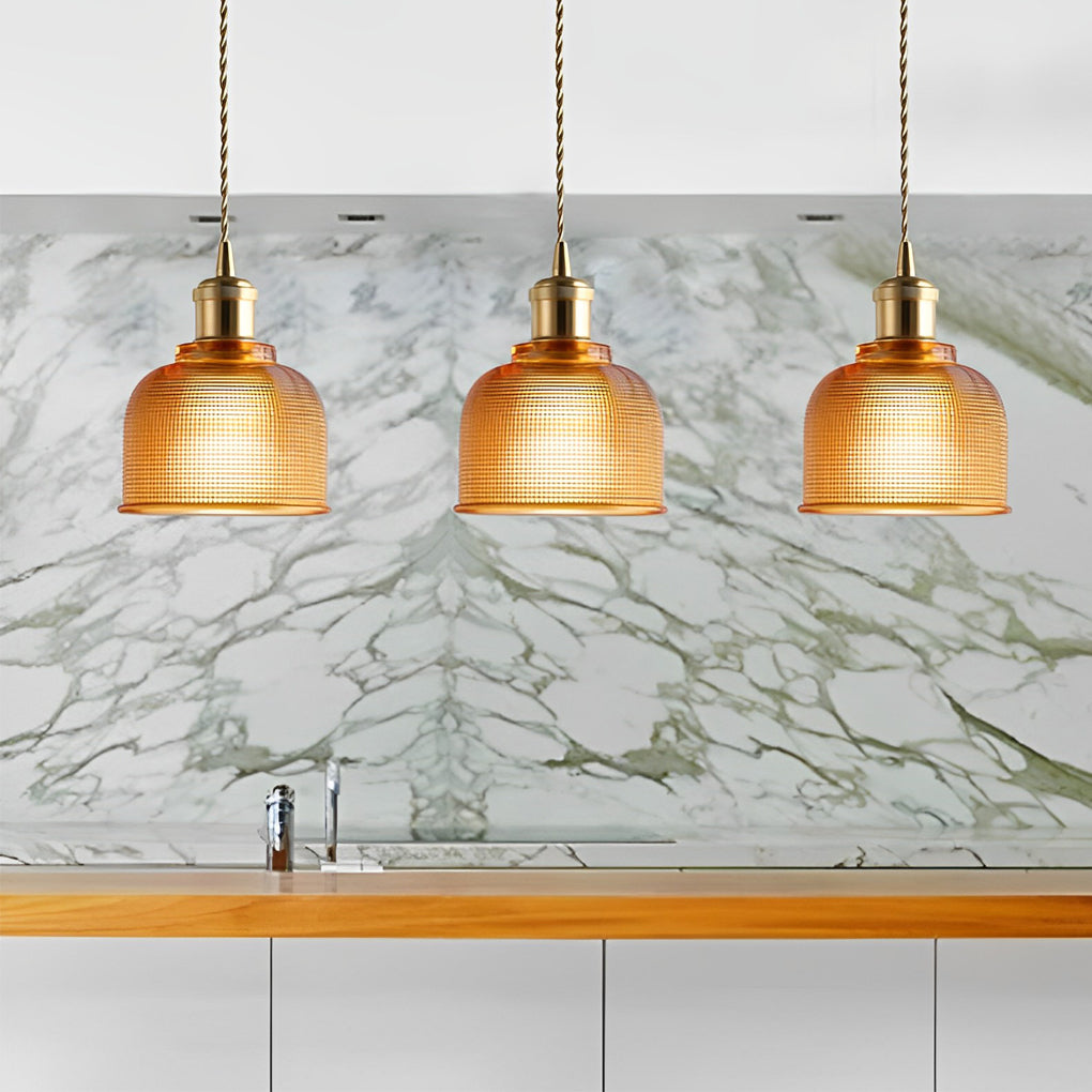 Modern Nordic Glass Bowl Pendant Light with Electroplated Metal Finish for Kitchen Island