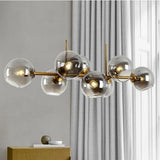 Modern Nordic Glass Bubble Chandelier with 8 Light Metal Industrial Frame for Dining Room