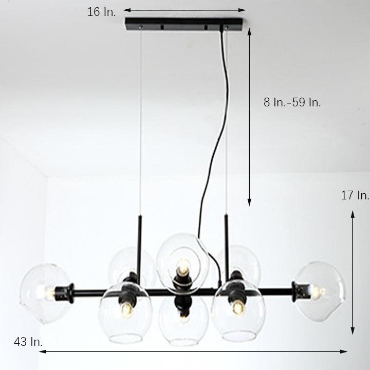 Modern Nordic Glass Bubble Chandelier with 8 Light Metal Industrial Frame for Dining Room