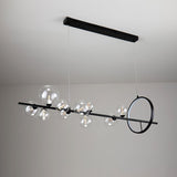 Modern Nordic Glass Bubble Chandelier with Integrated LED Ring and Black Linear Frame
