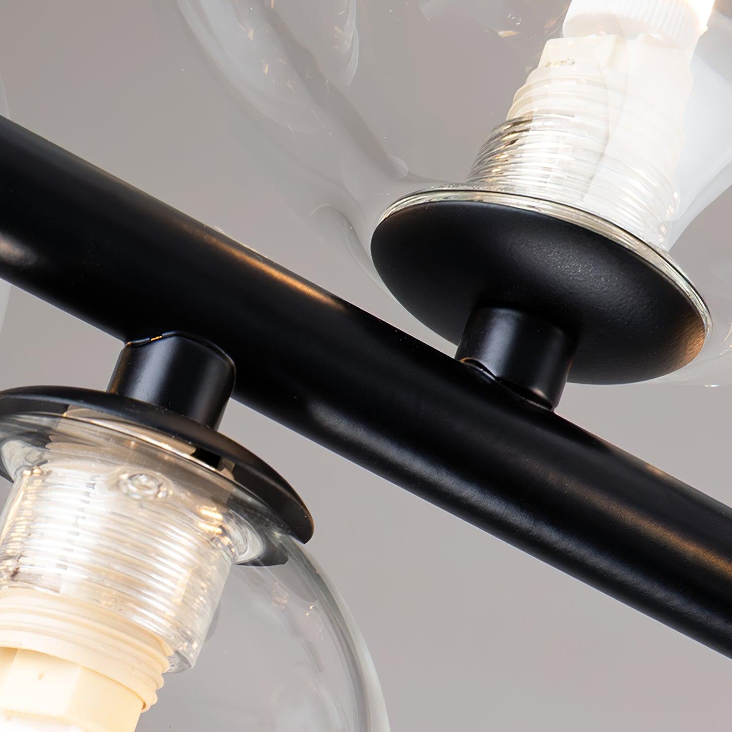 Modern Nordic Glass Bubble Chandelier with Integrated LED Ring and Black Linear Frame