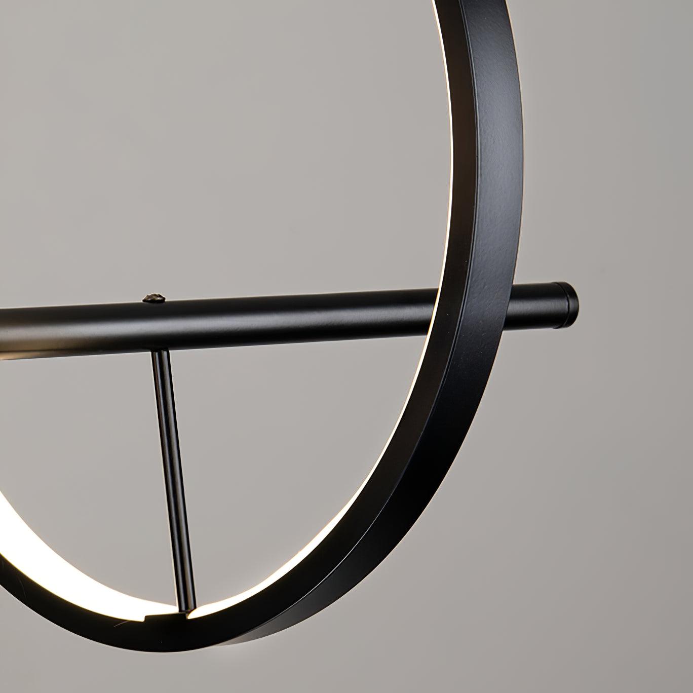 Modern Nordic Glass Bubble Chandelier with Integrated LED Ring and Black Linear Frame