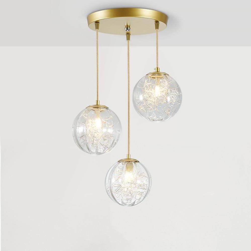 Modern Nordic Glass Globe Pendant Light Artistic Spherical Hanging Lamp for Kitchen and Bedroom