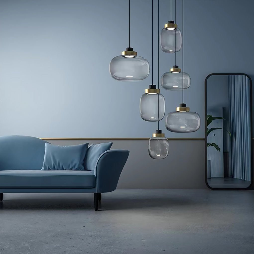 Modern Nordic Glass LED Pendant Light Minimalist Hanging Fixture for Bedroom Bedside and Dining Room