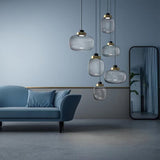 Modern Nordic Glass LED Pendant Light Minimalist Hanging Fixture for Bedroom Bedside and Dining Room